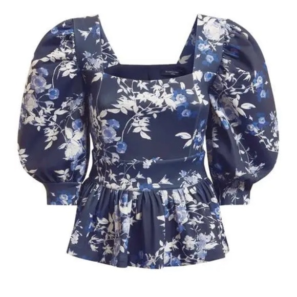 NWT Marciano by Guess Alexis Floral Printed Puff Sleeve Blouse